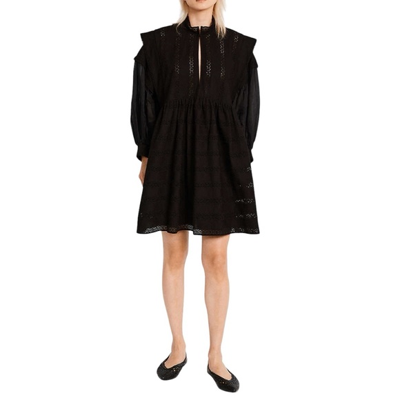 Claudie Pierlot Russe Puff-sleeve cotton mini dress like new condition - Picture 3 of 16